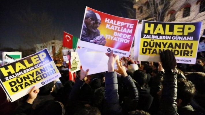 Ankara ve İstanbul'da Halep protestosu
