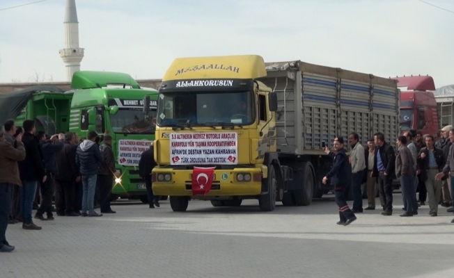 Konya'da 300 tırla Zeytin Dalı Harekatı'na destek konvoyu