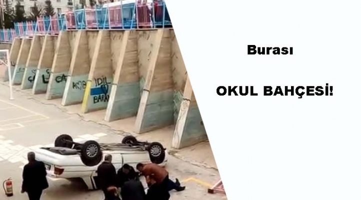 Ankara'da Kontrolü Kaybeden Araç Okul Bahçesine Uçtu