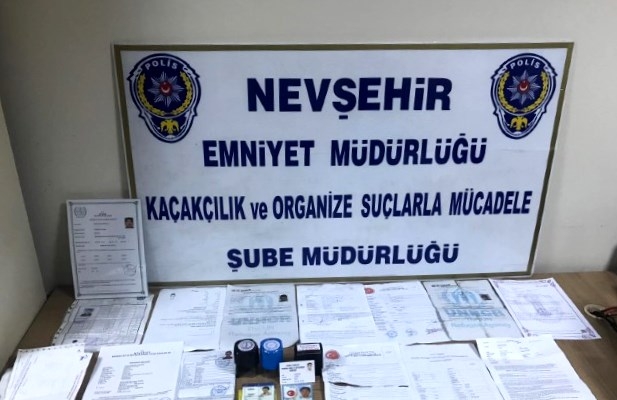 Nevşehir'de sahte evrak operasyonu