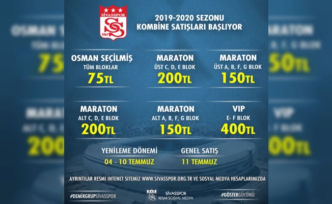 Sivasspor'da kombine fiyatları belirlendi