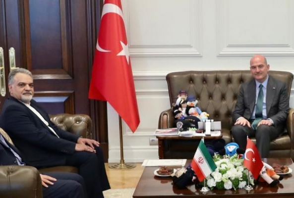 Soylu, İran İslam Cumhuriyeti Ankara Büyükelçisi Farazmand'ı kabul etti