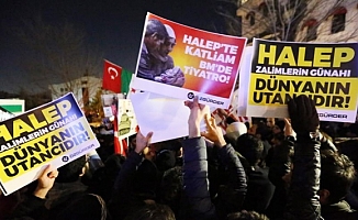 Ankara ve İstanbul'da Halep protestosu