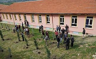 Derebucak'ta öğrenciler okul bahçesine fidan dikti