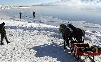 Doğu Anadolu'nun en büyük ikinci gölü dondu