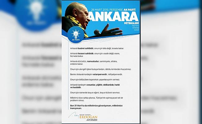 Cumhurbaşkanı Erdoğan'dan “Ankara“ paylaşımı