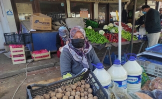 Nallıhanlı kadın çiftçi, yetiştirdiği ürünlerle aile bütçesine katkı sağlıyor