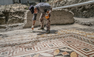 Hatay'daki inşaat kazısında Roma dönemi villa kalıntısı ve taban mozaiği bulundu