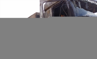 Kırıkkale'de inşaat malzemesi yüklü tır yandı